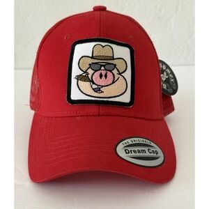 The Originals Dream Cap Trucker Boss Hog Pig Cigar Red One Size Snap Back Farm